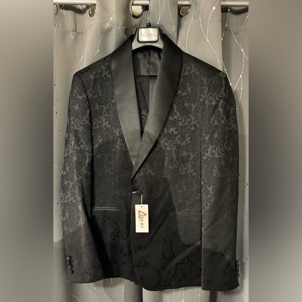 Brand New Black Paisley 3 Piece Tuxedo